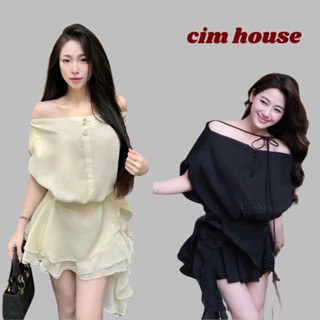 Váy nữ chất tơ cúc bọc trễ vai hở lưng kèm hoa siêu xinh, Đầm trễ vai liền thân 2 lớp tặng quần bảo hộ- MV638 CIMHOUSE