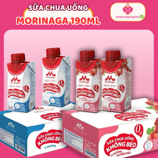Sữa Chua Uống không đường Morinaga 190ml Nguyên Vị & Hương Dâu