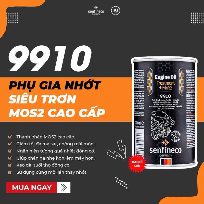 Phụ gia nhớt bảo vệ động cơ thêm thành phần MoS2 9910 Senfineco