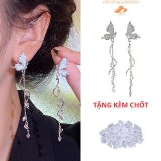  Khuyên Tai Nữ Thả Dáng Hồ Điệp Pim Pim Accessories - Titan Mạ Bạc S925 Sang Chảnh Cá Tính 