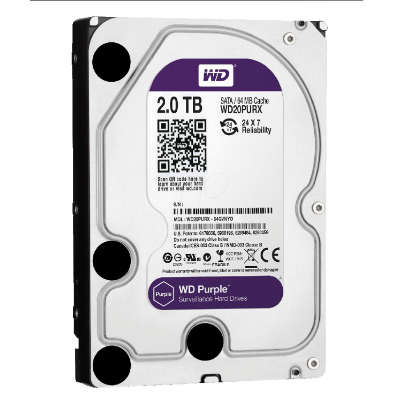Ổ Cứng HDD WD PURPLE Dày 2TB Chuyên camera bảo hành 24 tháng