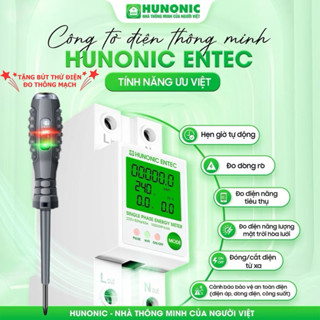 Công Tơ Điện Tử Wifi HUNONIC ENTEC PRO 63A Bật Tắt, Hẹn Giờ Từ Xa, Đo Điện Áp, Công Suất Tiêu Thụ