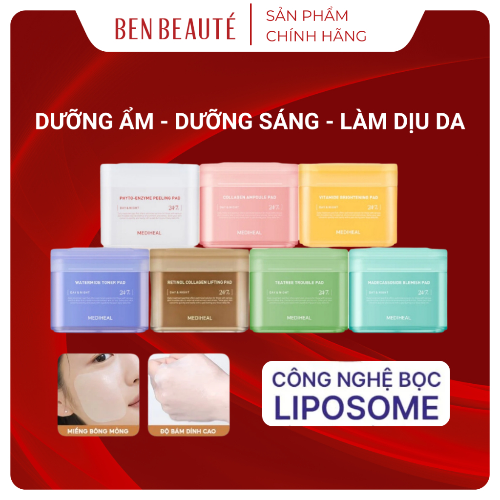 Toner Pad Mediheal Cấp Ẩm, Dưỡng Sáng, Làm Dịu Da Và Tẩy Da Chết 180ml