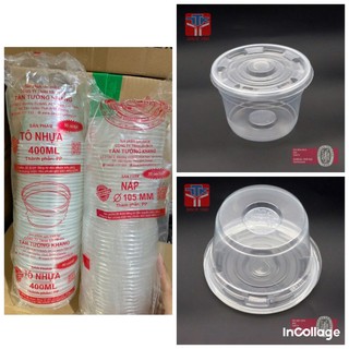 TÔ NHỰA TRONG 400ML TTK - lốc 50 cái tô kèm nắp