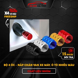Bộ 4 ốc - nắp chụp chân van, đầu vòi xe hơi, xe máy, ô tô chất lượng cao chống rỉ nhiều màu