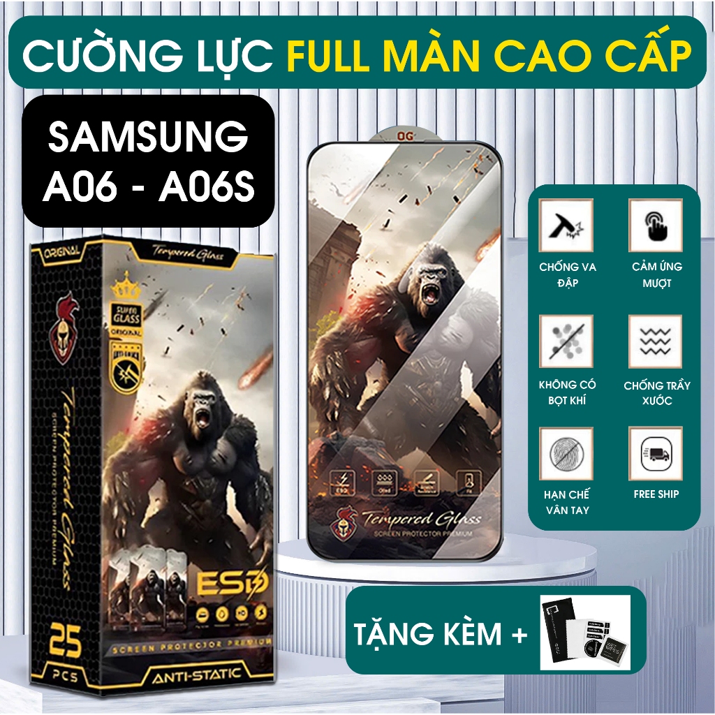 Kính cường lực Samsung A06 - A06S trong suốt full màn