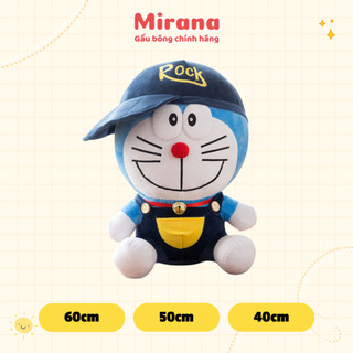 Gấu Bông Doremon Đội Mũ Rock, gấu Doremon dễ thương mềm mịn cao cấp loại 1 đủ size - Gấu bông Mirana
