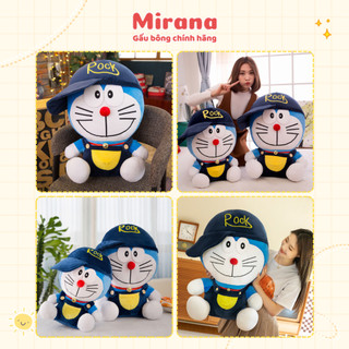 Gấu Bông Doremon Đội Mũ Rock, gấu Doremon dễ thương mềm mịn cao cấp loại 1 đủ size - Gấu bông Mirana