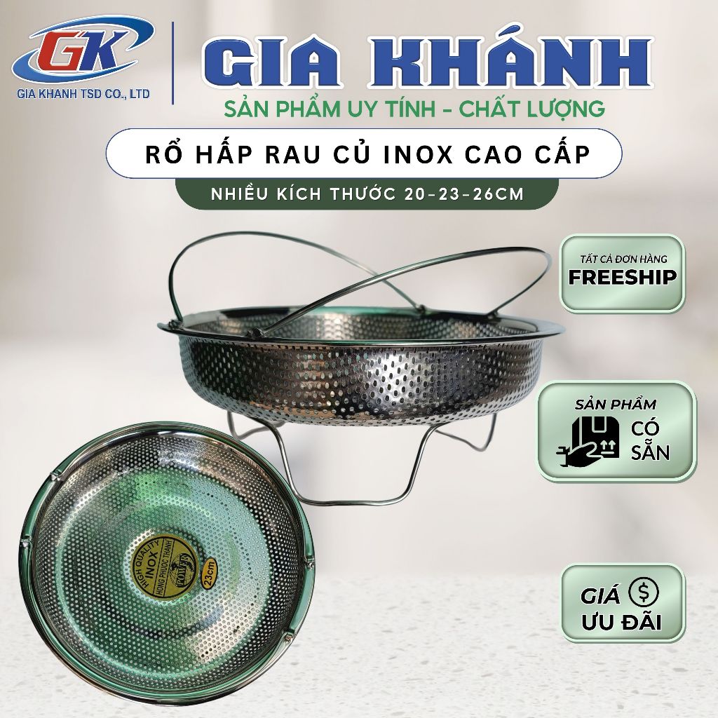 rổ, rổ hấp inox 304, vỉ hấp inox, xửng hấp inox, Rổ hấp rau củ inox 304 Hồng Phước Thành - Gia Khánh