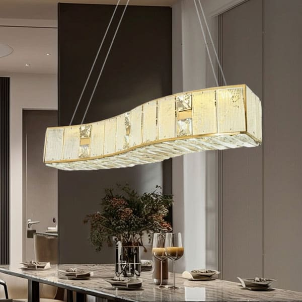 Đèn thả bàn ăn pha lê dài lượn sóng L800mm DR-NB9210