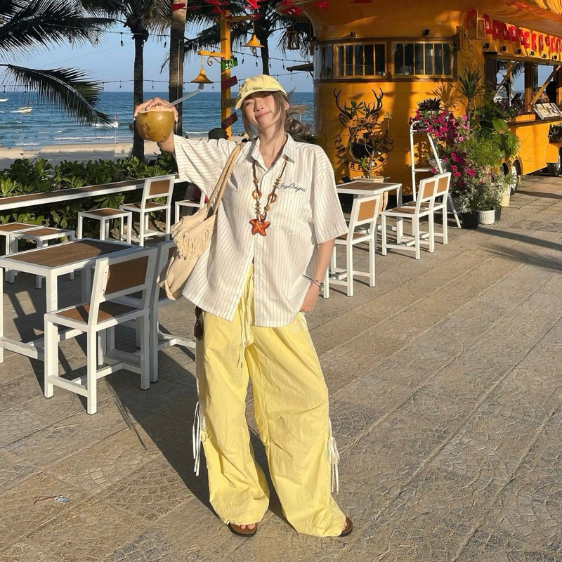 Somi tay lỡ unisex ORIGINAL Sọc màu TRẮNG/ĐEN/NAVY 🖤 Nam nữ Unisex Áo Somi Form rộng style Ulzzang | BigBuy360 - bigbuy360.vn