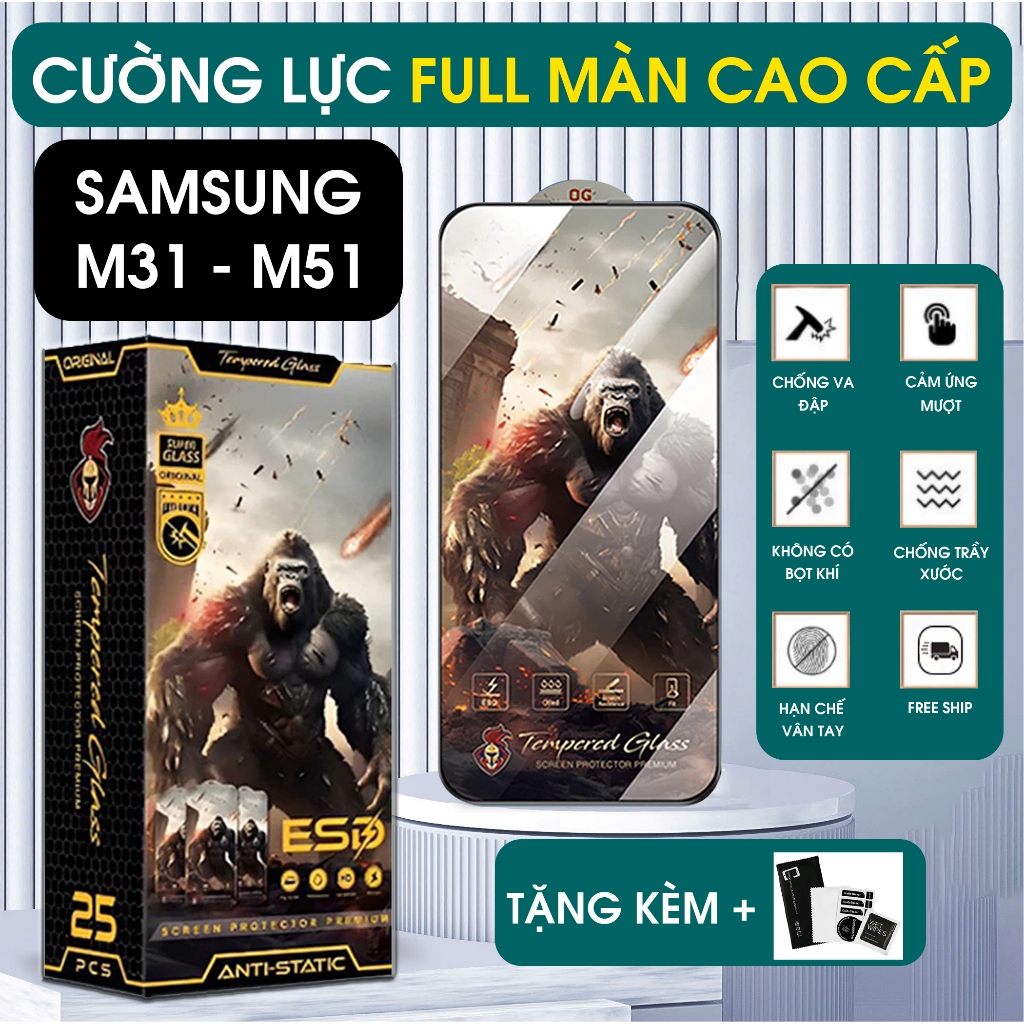 Kính cường lực Samsung M31 - M51  trong suốt full màn