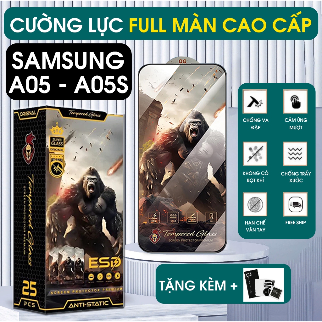 Kính cường lực Samsung A05 - A05S trong suốt full màn