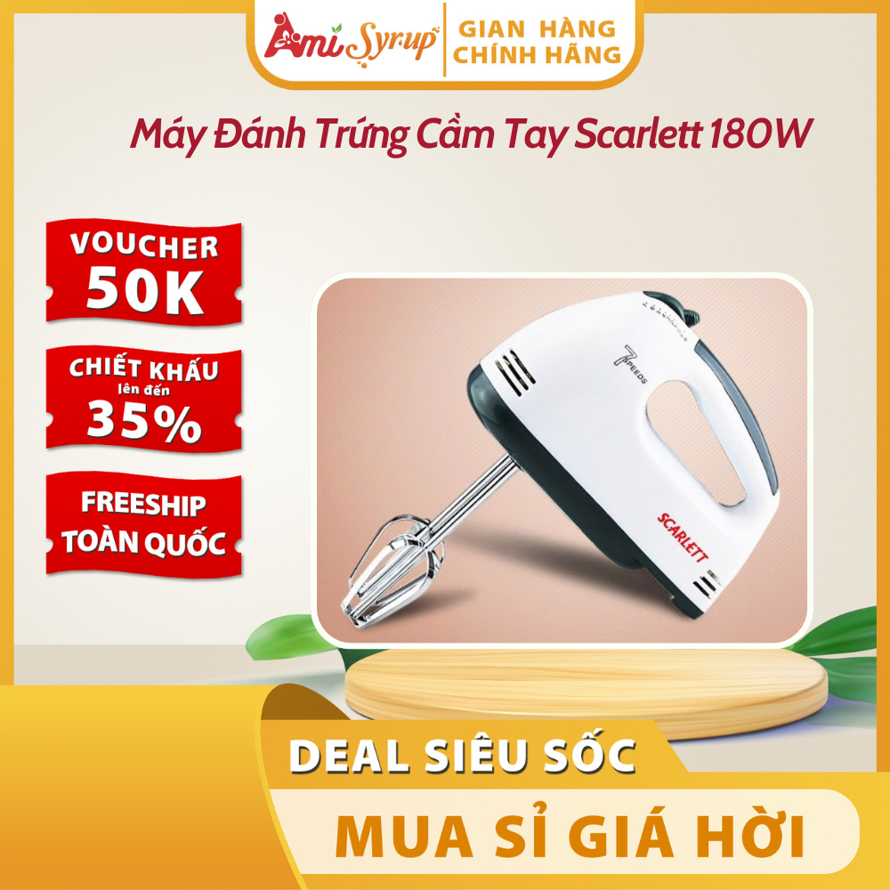 Máy đánh trứng cầm tay Scarlett công suất 180W thiết kế nhỏ gọn, tiện lợi, dễ sử dụng