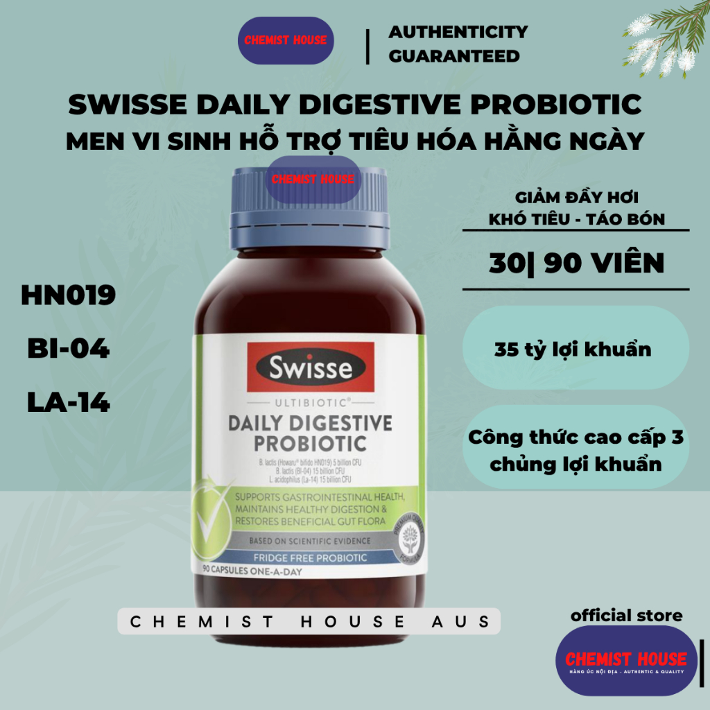 Men tiêu hóa lợi khuẩn nội địa Úc Swisse có mã unique check code - Swisse probiotics