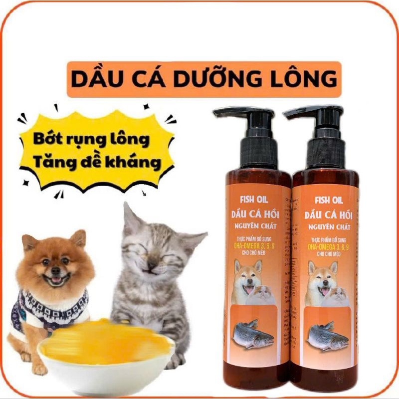 ( Combo 2 chai ) Dầu cá hồi Omega 3 giảm rụng lông Chó mèo