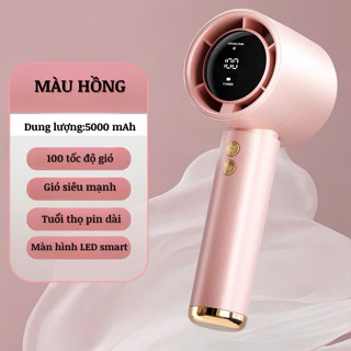 Quạt mini cầm tay PTLUXURY tích điện 5 chế độ chế độ có màn hình hiển thị siêu đẹp  [ HÀNG CAO CẤP ]