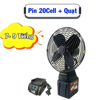 [ COMBO Quạt + pin 20cell ] Quạt 8 Inch Dùng Pin 20cells Có Chân Pin Phổ Thông,Tặng Kèm Đế Sạc