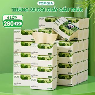Thùng 30 gói giấy ăn gấu trúc Top Gia làm từ bột tre nguyên chất, an toàn cho mọi làn da (mẫu mới)