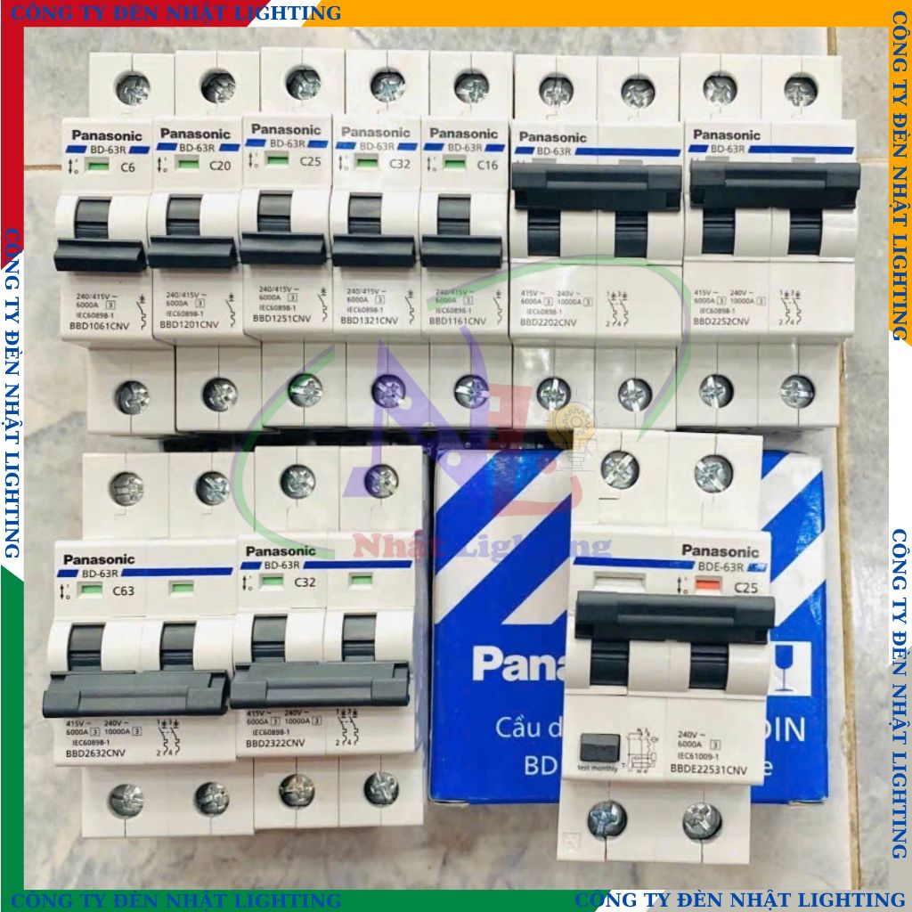 [ CTY NHẬT LIGHTING ] CB CHỐNG GIẬT PANASONIC chính hãng RCBO 2P1E-06, 16, 20, 25, 32,50, 40, 63