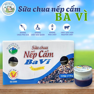  Sữa chua nếp cẩm Ba vì thơm ngon lên men tự nhiên giàu dinh dưỡng hộp 100g x 12 hộp 