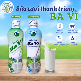  Sữa tươi Ba Vì thanh trùng ít đường và không đường cung cấp năng lượng cho cơ thể chai 890ml 