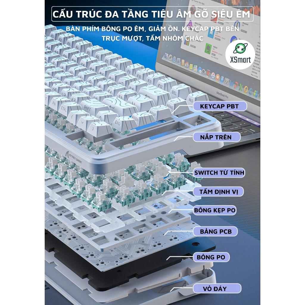 Bàn Phím Gaming Không Dây Rapid Trigger Attack Shark X82 PRO HE LED RGB 3 Mode Pin Sạc Keycap PBT | BigBuy360 - bigbuy360.vn