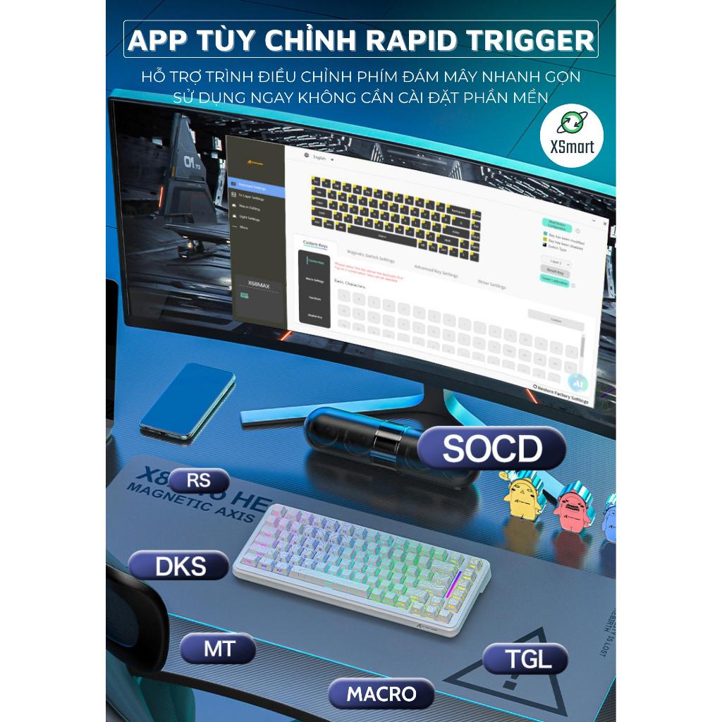 Bàn Phím Gaming Không Dây Rapid Trigger Attack Shark X82 PRO HE LED RGB 3 Mode Pin Sạc Keycap PBT | BigBuy360 - bigbuy360.vn