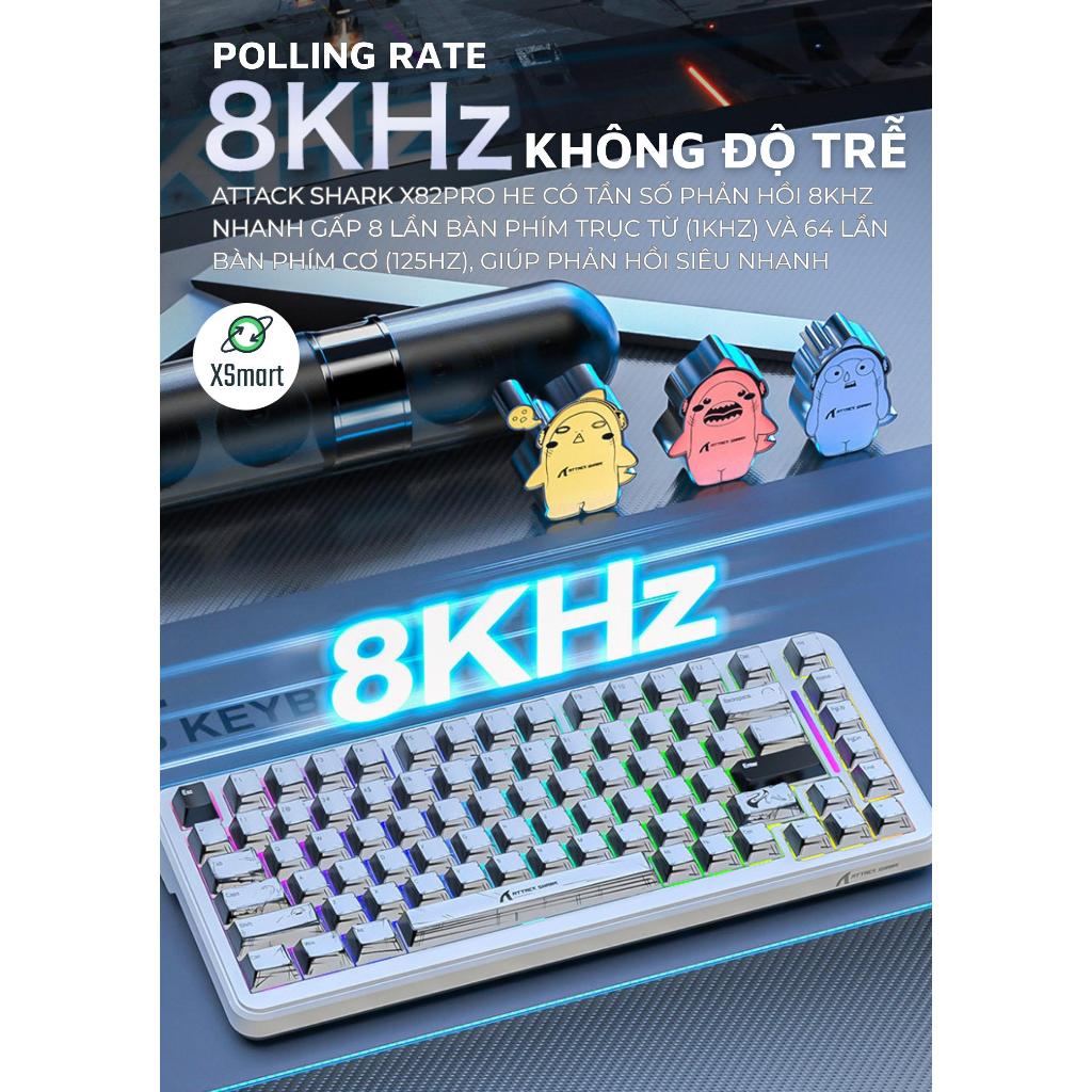 Bàn Phím Gaming Không Dây Rapid Trigger Attack Shark X82 PRO HE LED RGB 3 Mode Pin Sạc Keycap PBT | BigBuy360 - bigbuy360.vn