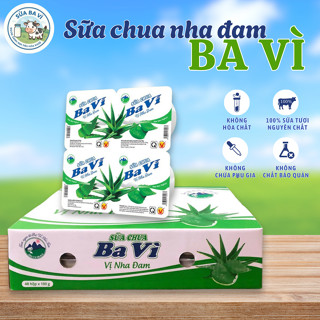 Sữa chua Ba Vì nha đam thùng 48 hộp x 100g lên men tự nhiên cùng thạch giòn sần sật thơm ngon