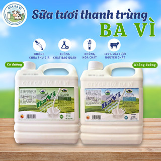 Sữa tươi thanh trùng Ba Vì vị nguyên bản can 2 lít có đường, không đường, ít đường