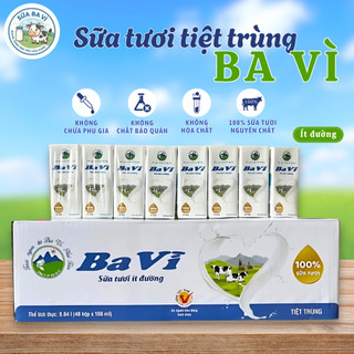  Sữa tươi tiệt trùng Ba Vì ít đường thùng 48 hộp x 180ml giúp cung cấp năng lượng cho cơ thể 