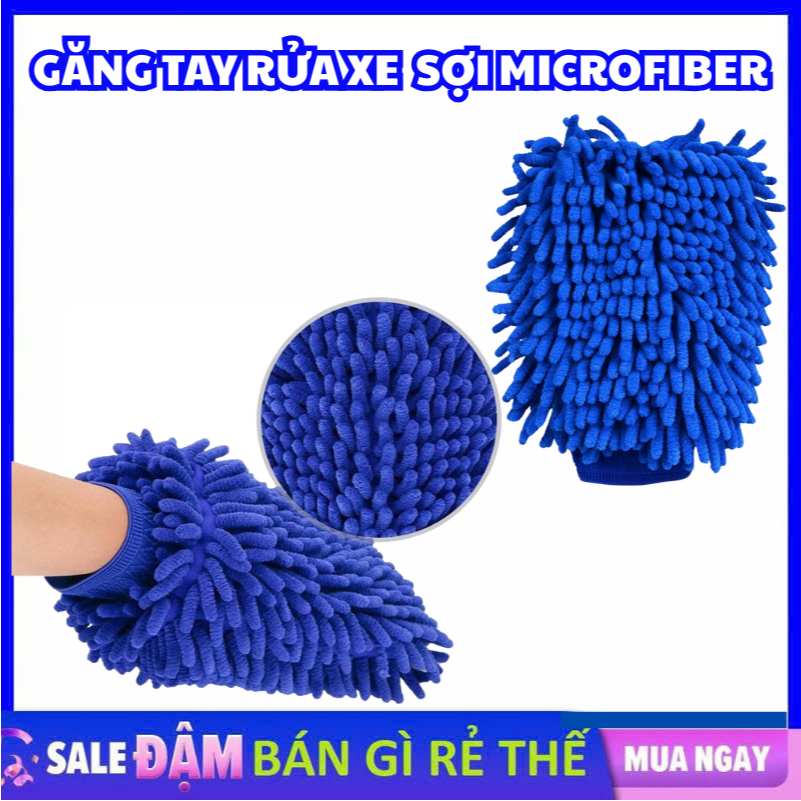 Găng Tay Rửa Xe Sợi Microfiber Mềm Mại Thấm Hút Tốt Vệ Sinh Xe Hơi Ô Tô Chống Trầy 2 Mặt San Hô #