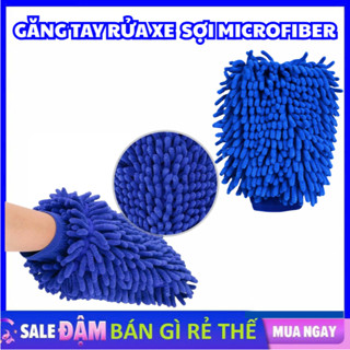 Găng Tay Rửa Xe Sợi Microfiber Mềm Mại Thấm Hút Tốt Vệ Sinh Xe Hơi Ô Tô Chống Trầy 2 Mặt San Hô #