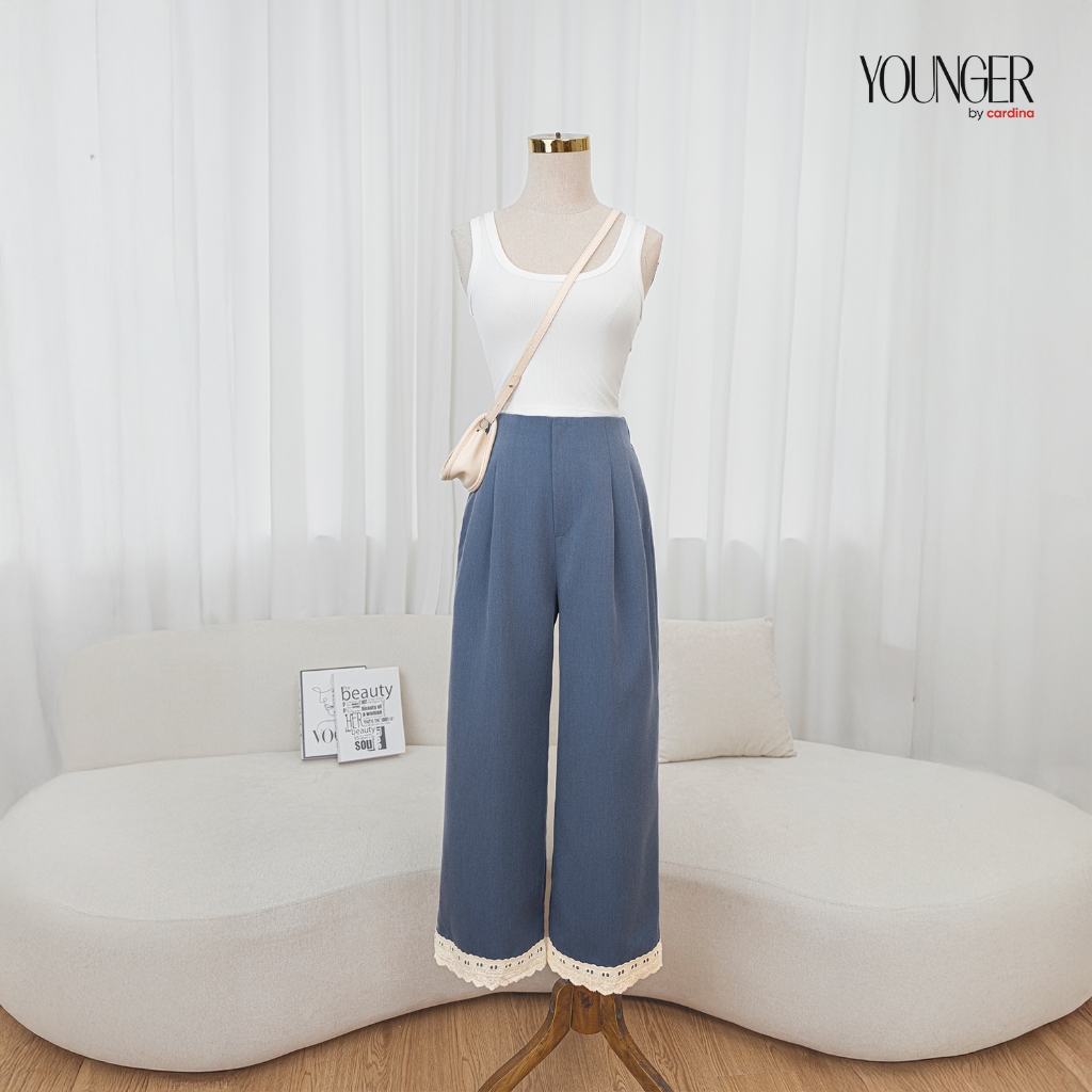 Quần nữ YOUNGER BY CARDINA dáng suông liền phối gấu ren 5YQDR07