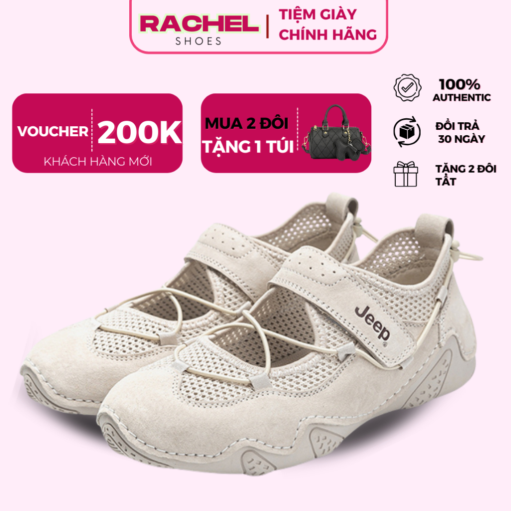   SẴN AUTH 100%  Giày Jeep Mary Jane Outdoor Shoes Grey 501 Màu Xám Giày Búp Bê Đế Bệt Có Dây Chéo Dành cho Nữ Chính Hãng 