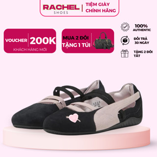 Giày Búp Bê Nữ Puma Women Speedcat Ballet Suede Shoes Màu Hồng Đen Chính Hãng Giày Bệt Nữ Có Quai Fullbox