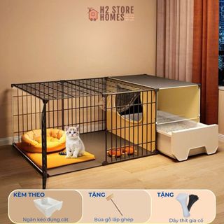  Chuồng mèo thiết kế hiện đại kèm ngăn vệ sinh khử mùi tối ưu - Yêu mèo yêu sạch sẽ 