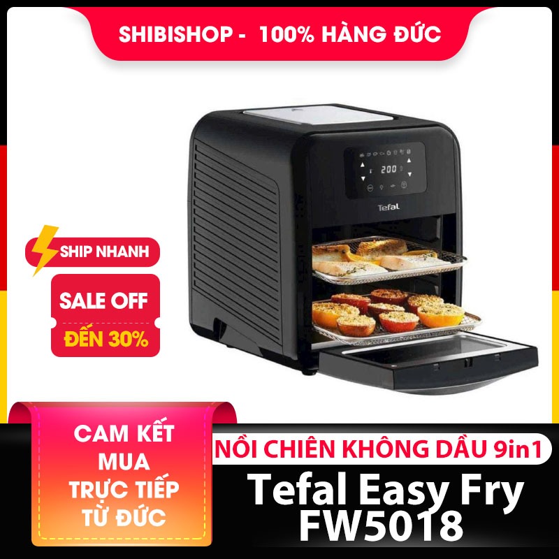 Nồi chiên không dầu 9 in 1 Tefal Easy Fry FW5018, nồi chiên kết hợp lò nướng 11L, nội địa Đức