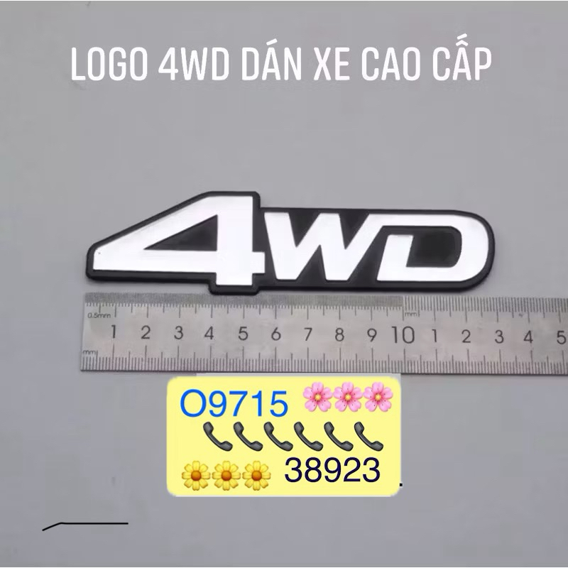 Logo chữ 4WD dán đuôi xe hàng cao cấp