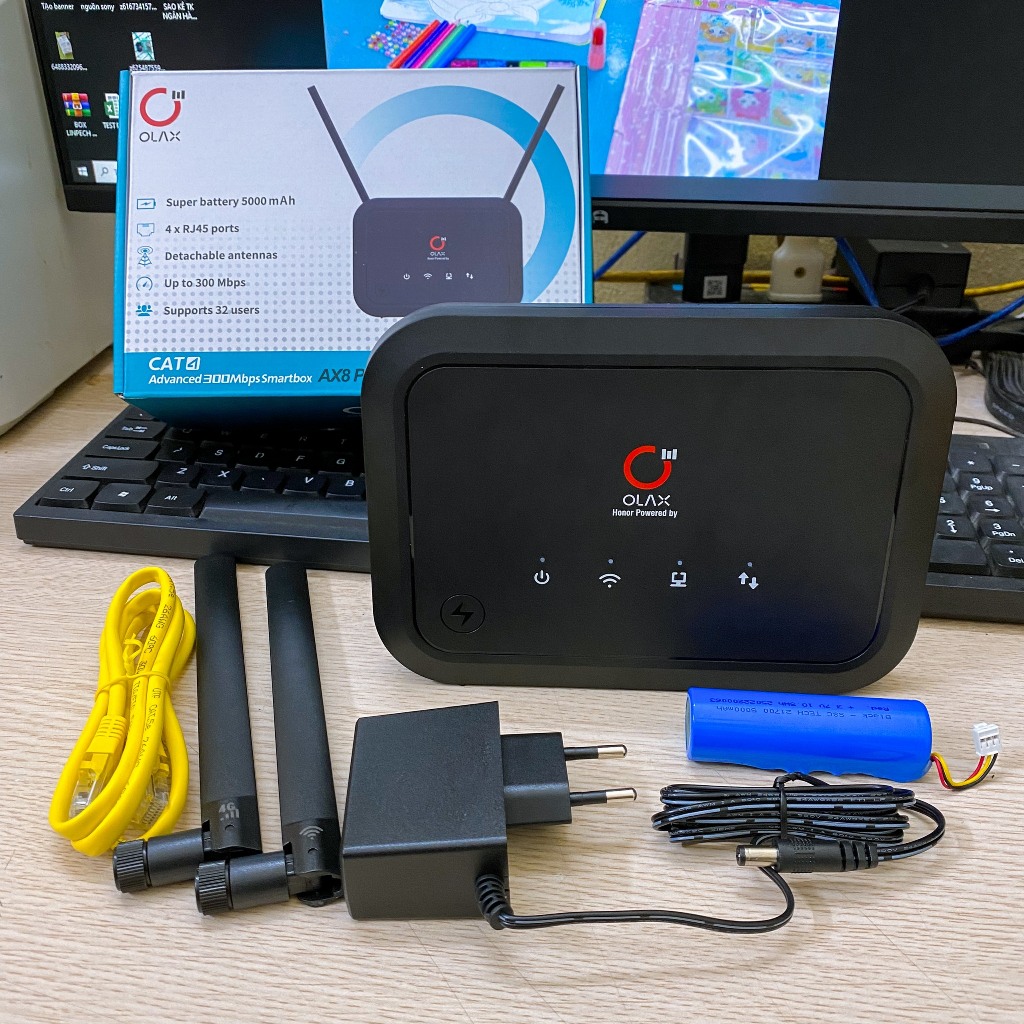 Bộ Phát Wifi Từ Sim 4G Chuyên Dụng Olax AX8 Pro WIFI  - Có Kèm Pin Dự Phòng 5000mAh Dùng 18 Giờ - Hỗ