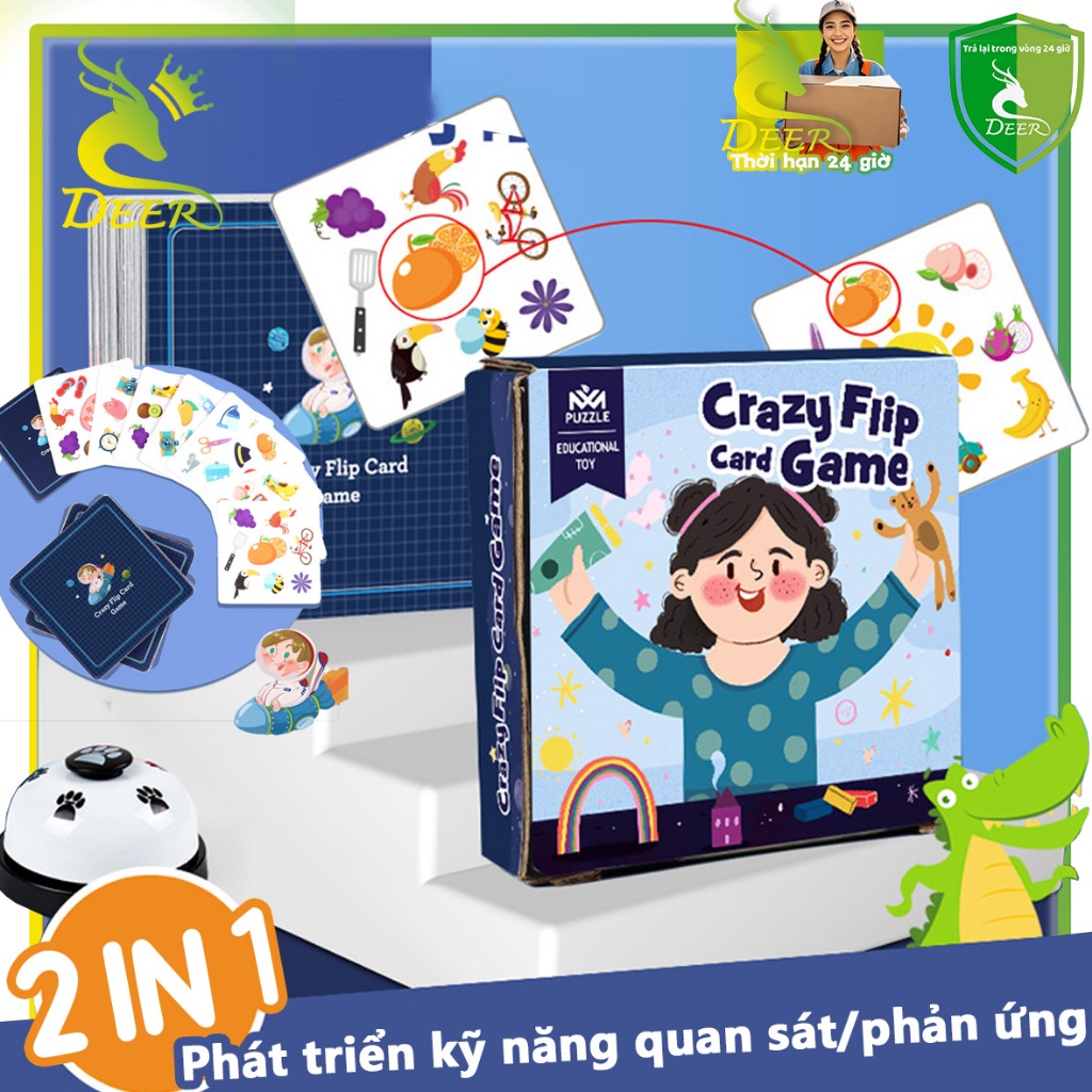 Trò chơi thẻ bài Crazy Flip card-Trò chơi nhanh tay nhanh mắt rèn luyện phản xạ và óc quan sát chobé