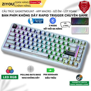 Bàn Phím Cơ Không Dây Rapid Trigger Ziyou Attack Shark X82 Pro HE LED RGB, Pin 5000mAh, 8KHz, 3 Mode