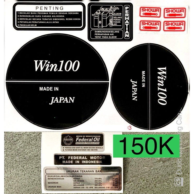 bộ tem thông số xe Honda Win 100 CHẤT LƯỢNG CAO