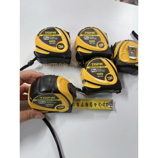 Thước cuộn thép nền vàng TOPA PRO 5M / 7.5M bản 2.5f dây cuộn tự động, bọc cao su chống va đập