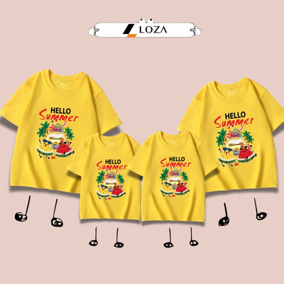Áo phông gia đình LOZA KIDS Hello Summer 2026 - Áo đồng phục gia đình du lịch biển – Mã GĐ3145