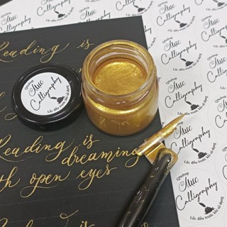  Mực nhũ vàng bạc viết chữ Calligraphy mực chấm quản bút quản chéo giấy màu vẽ tranh thư pháp trang trí làm thiệp 