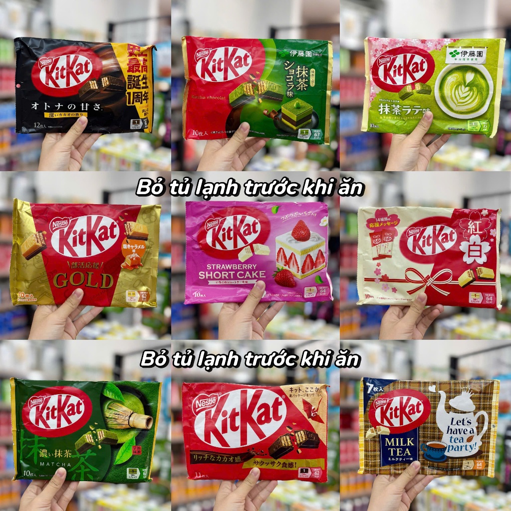ĐỦ VỊ Bánh Kitkat mini Nhật Bản (bỏ tủ lạnh trước khi ăn vì có thể bị chảy khi vận chuyển)