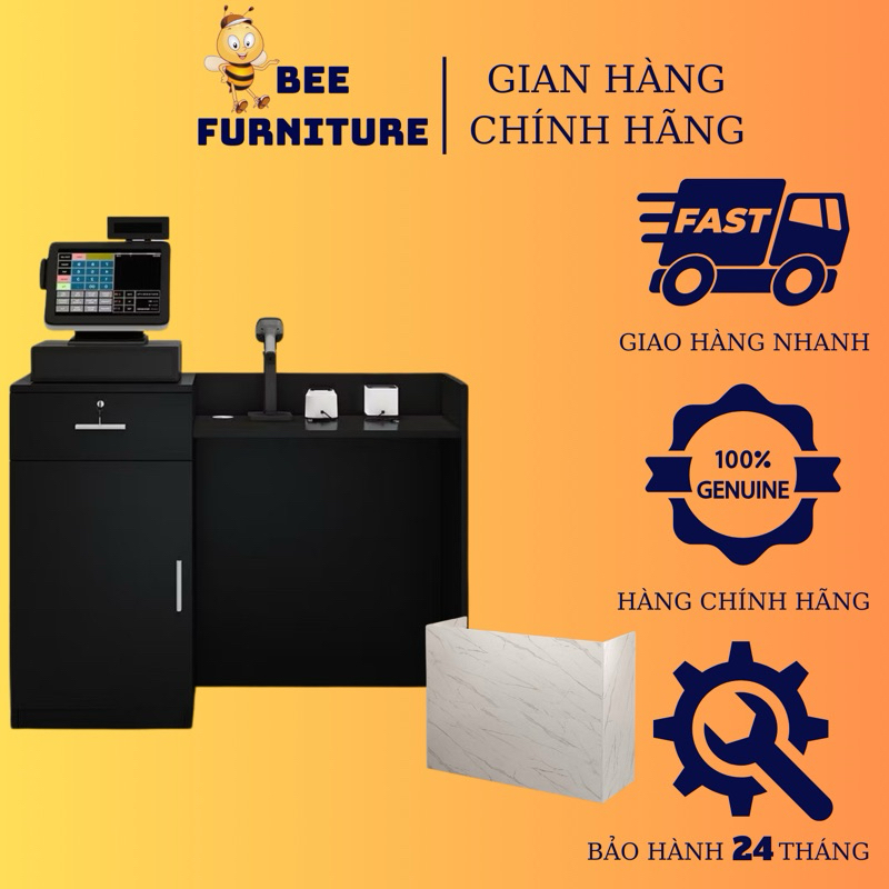 Quầy lễ tân 1 hộc 1m2 Bee Furniture có ngăn kéo tiện lợi