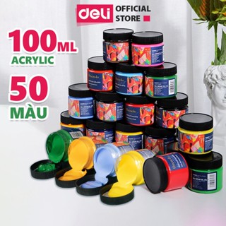 [HỌA CỤ DELI] Màu Acrylic 100ml Cao Cấp Deli Dạng Hũ Finenolo - Tô Đất Sét Đất Nặn Tự Khô Vẽ Túi Vải Tote
